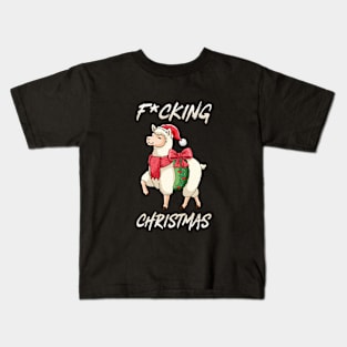 Fucking Christmas Santa Claus funny Christmas Lama alpaca Kids T-Shirt